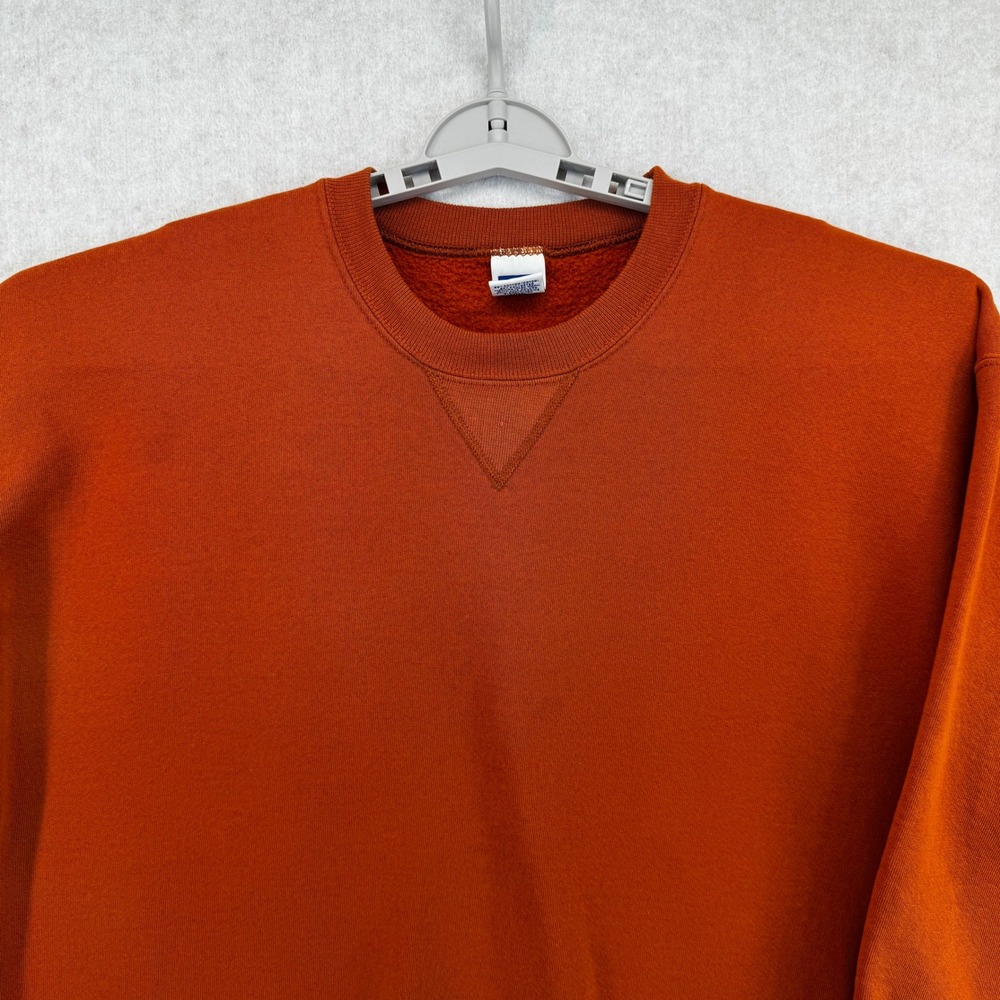 Russell Athletic Vintage Crewneck Sweatshirt Rust Orange XL V-Stitch Pullover
